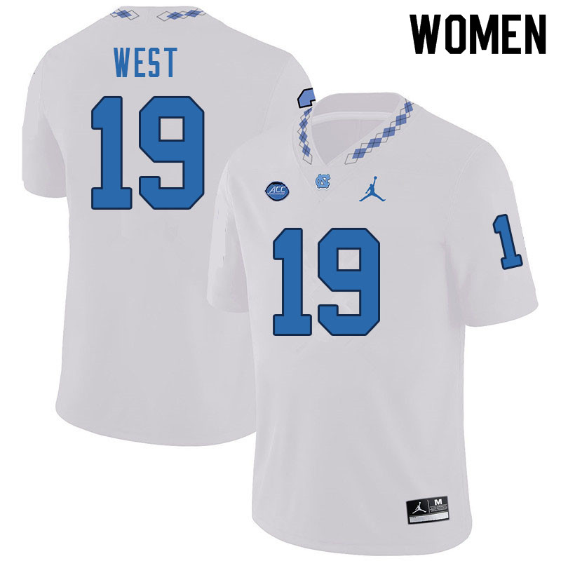 Women #19 Ethan West North Carolina Tar Heels College Football Jerseys Sale-White